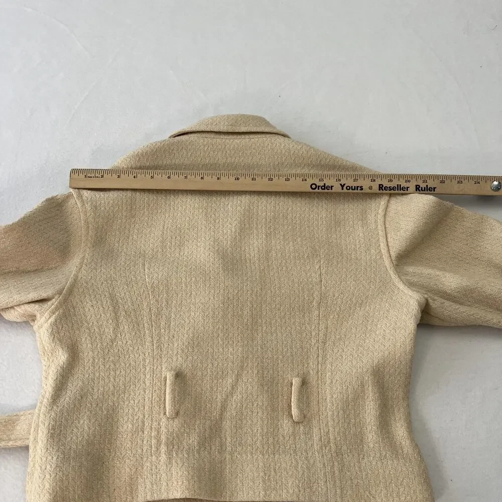 & Other Stories Jacket Womens 2 Beige Wool Herringbone Belted‎ Short LA Atelier